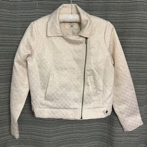 A New Day Cropped Bomber Jacket in Cream & Gold Size Small